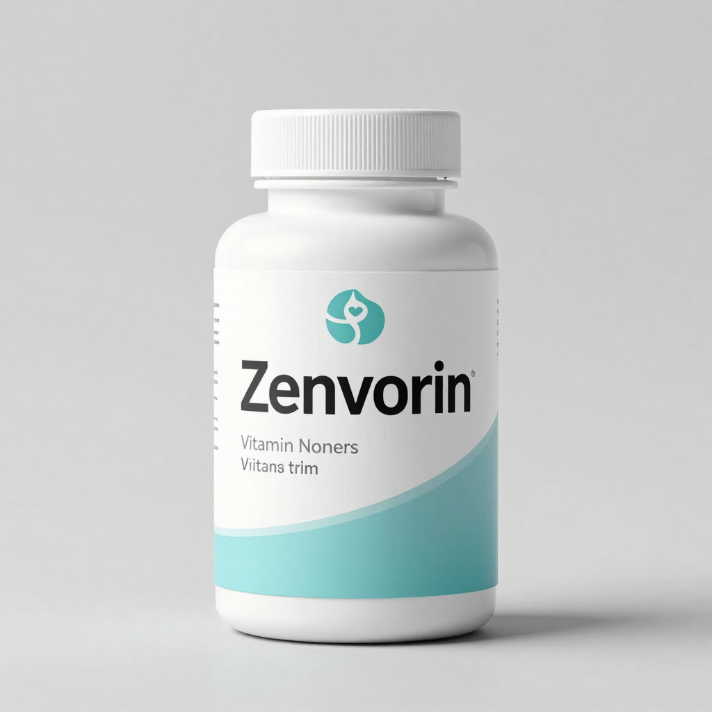 Zenvorin natural supplement bottle on a light green background